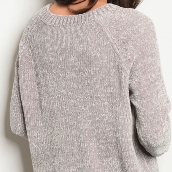 Last! PRICE IS FIRM!Chenille Lace Up Sweater - Picture 3 of 4
